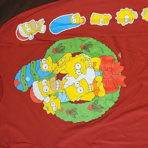 The Simpsons Christmas Men's Long Sleeve Shirt front and sleeve hits Cotton - Picture 3 of 6